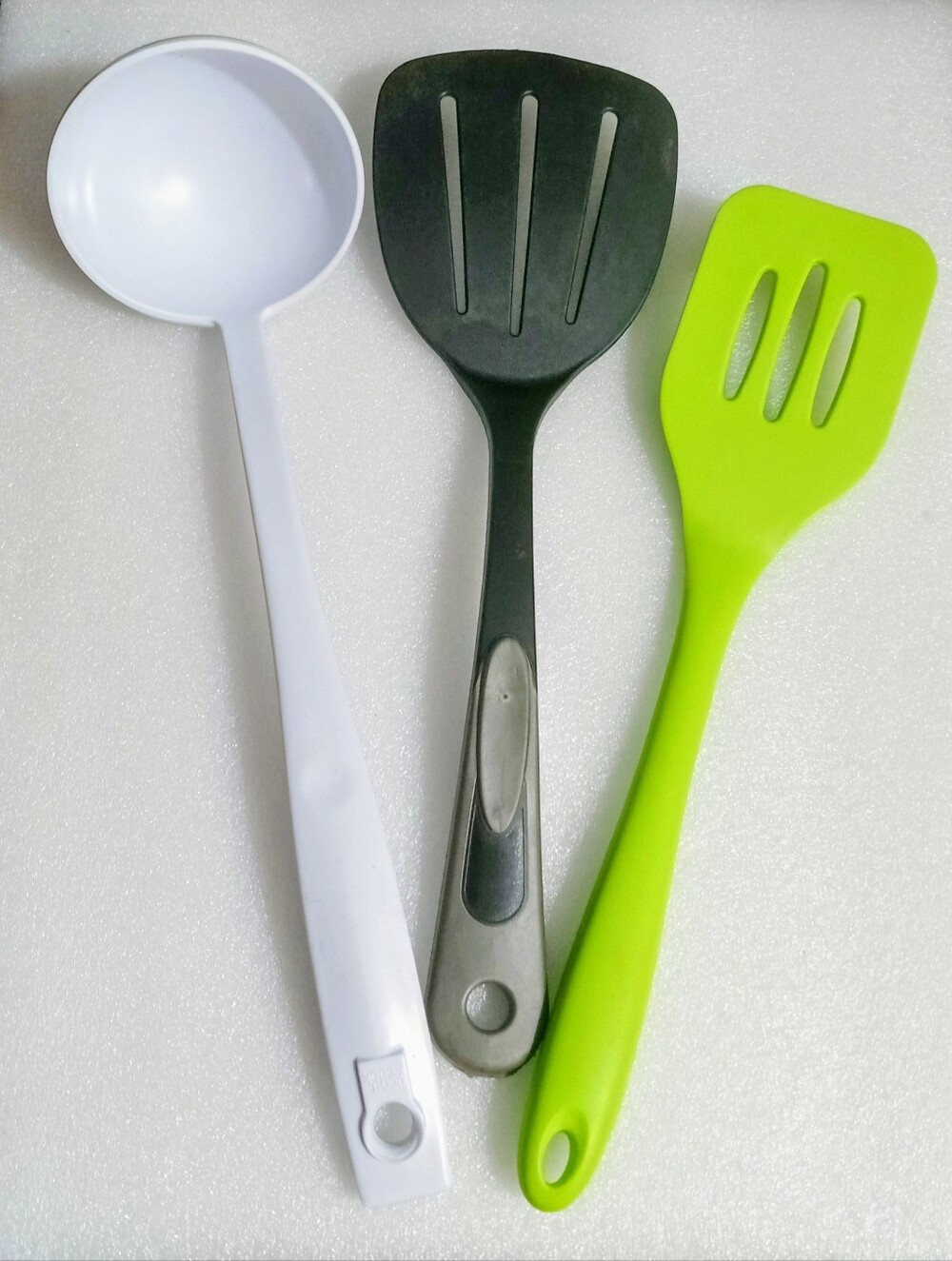 Set of Three Cooking Utensils - Serving Ladle, Slotted Spatula, Slotted Turner